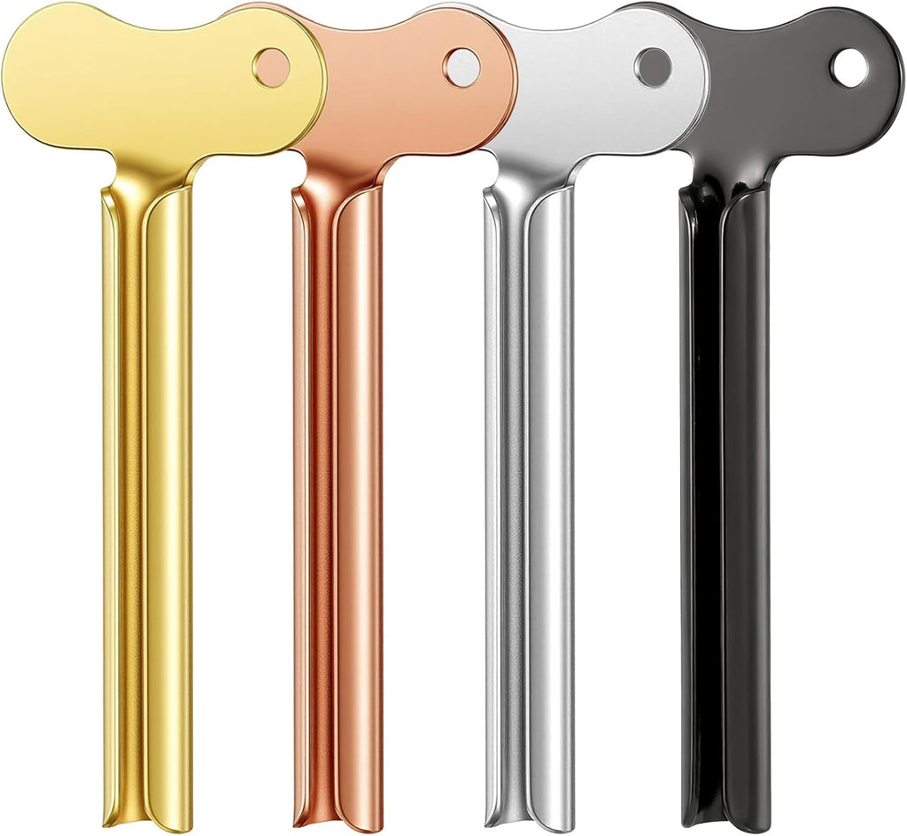 4 PCS Toothpaste Squeezer, Metal Tube Squeezer, Stainless Steel Toothpaste Roller, Manual Tube Wringer Key Dispenser for Cream Cosmetic Paint Squeezing Aids