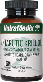 NutraMedix Antarctic Krill Oil 500mg - Fish Oil Supplement - Omega-3s (EPA & DHA) + Astaxanthin - Red Krill Supplement for Joint, Immune, Heart, Liver & Brain Health Support (60 Softgels)