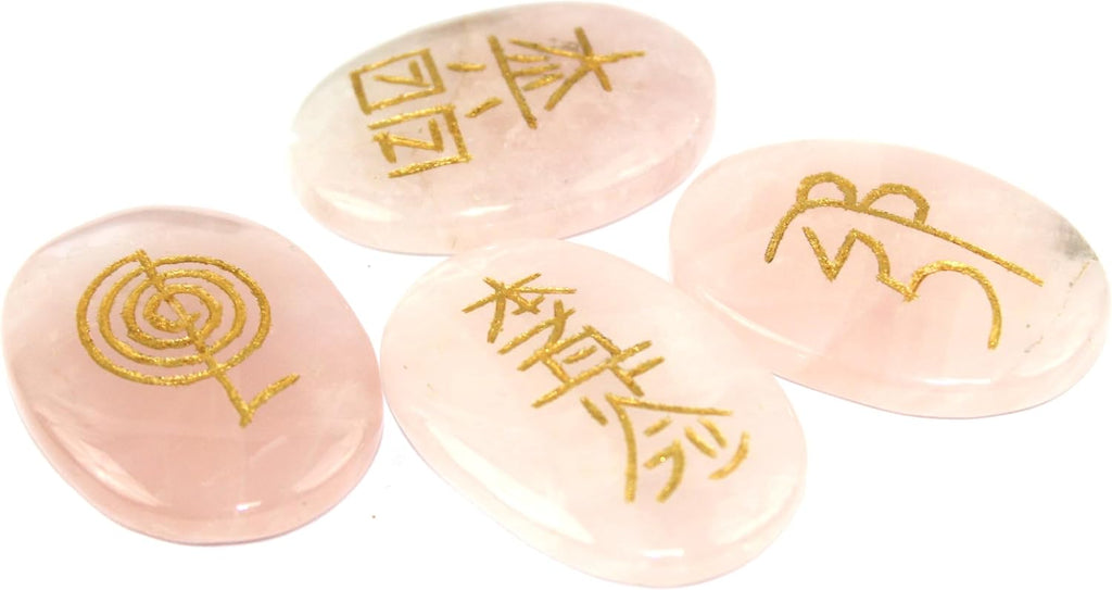 Jet Usui Reiki Healing Set Chakra Balancing Meditation Gemstone Spiritual Energized Positive (Rose Quartz)