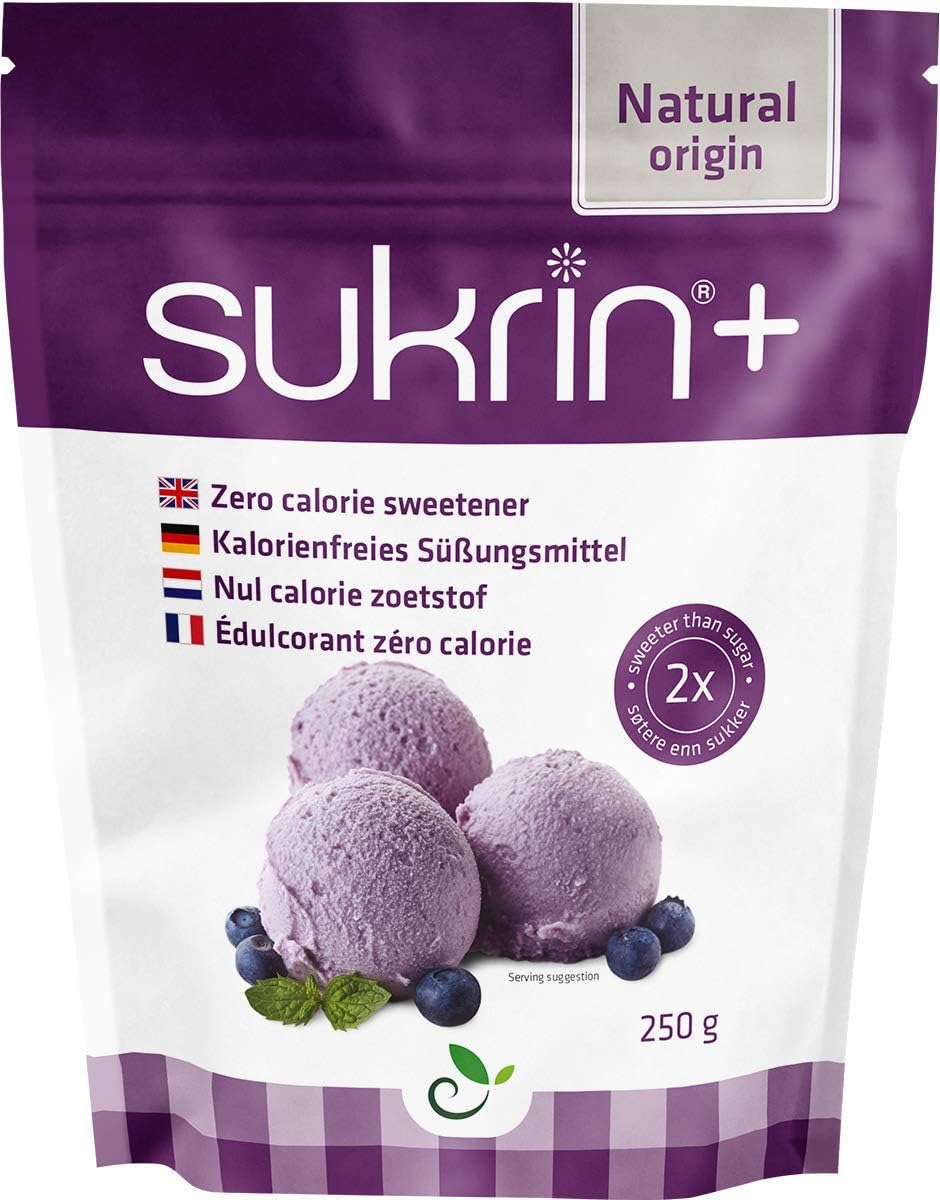 Sukrin Plus - All Natural No Calorie Sugar Substitute - Easily Dissolvable Granulated Natural Sugar Replacement - Great Sweetener Alternative For Diabetic, Keto & Gluten Free Diet - 250g
