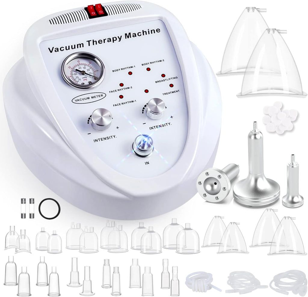 TwoWin Multifunctional Vacuum Therapy Machine, Cupping Therapy Sets, Cupping Scraping Body Shape Massager Adjustable Suction and 6 Modes with 30 Cups and 3 Pumps