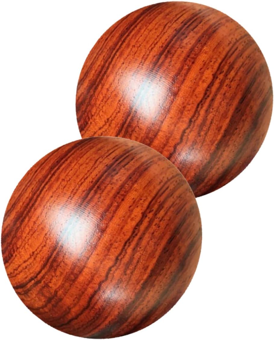 Hand Massage Balls 2 Pack Solid Wood Baoding Fitness Balls for Stress Relief Joint Flexibility Blood Circulation and Hand Muscle Exercise Portable 1.96 Inch