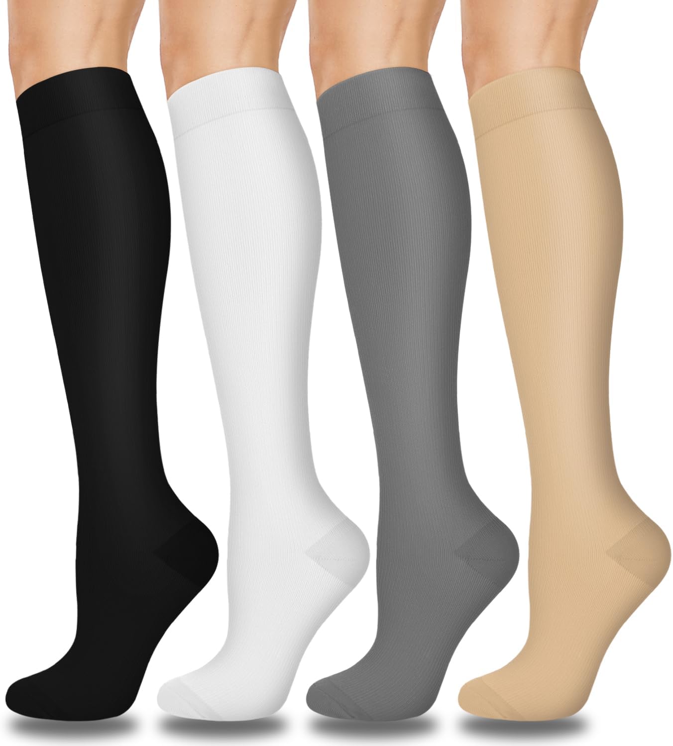 Aoliks Compression Socks for Women & Men 4 Pairs, Best Support for Nurses Running Travel