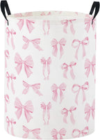 Baby Laundry Basket Baby Nursery Hamper Kids Laundry Basket Toy Storage Bin for Boys Room Decor Gift Baskets for Bedroom Bathroom(Pink Bowknot)