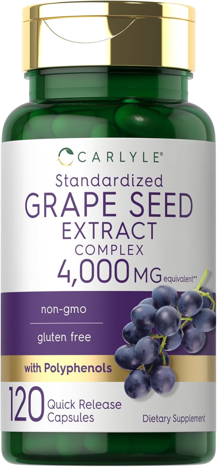 Carlyle Grape Seed Extract | 120 Quick Release Capsules | Standardized Extract Complex with Polyphenols | Non-GMO, Gluten Free Supplement