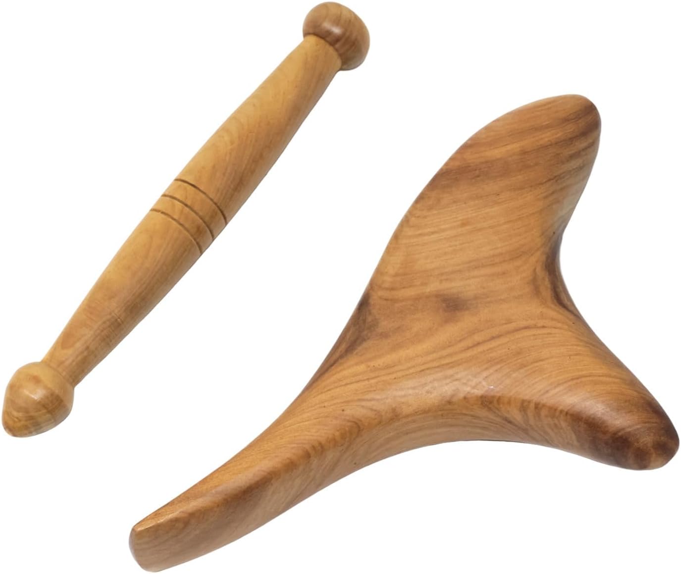 2PCS Reflexology Wood Body Massager Gua Sha Therapy Trigger Point Massage Tool for Relieve Shoulder Neck Hand Waist Calf Leg Foot
