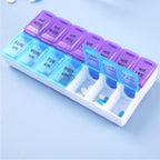7-Day Weekly Pill Organizer and Daily Vitamin Case - Pill Box for Medication Management 14 Compartments—Perfect for Home, Travel, or The Office. Plus, (Purple/Blue)
