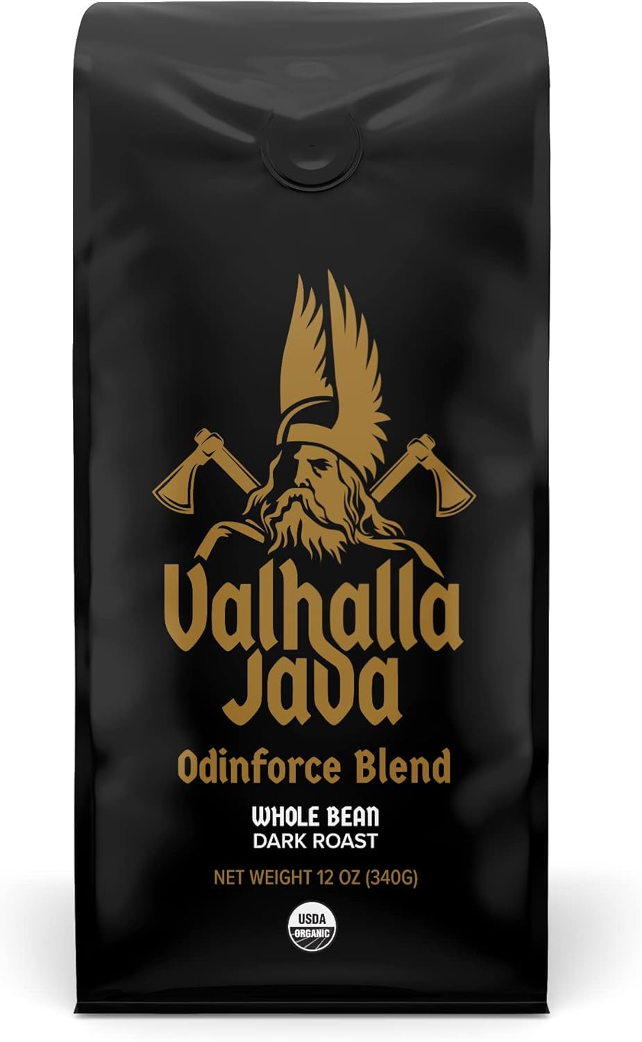 Death Wish Coffee, Valhalla Java Odinforce Blend Whole Bean, USDA Organic and Fair Trade, 12 oz (Pack of 1)