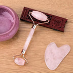 2pcs Jade Facial Roller & Scraping Set - Natural Stone Beauty Massage Tool Set for Face, Eyes, Neck - Unscented, Manual Treatment, No Batteries Required