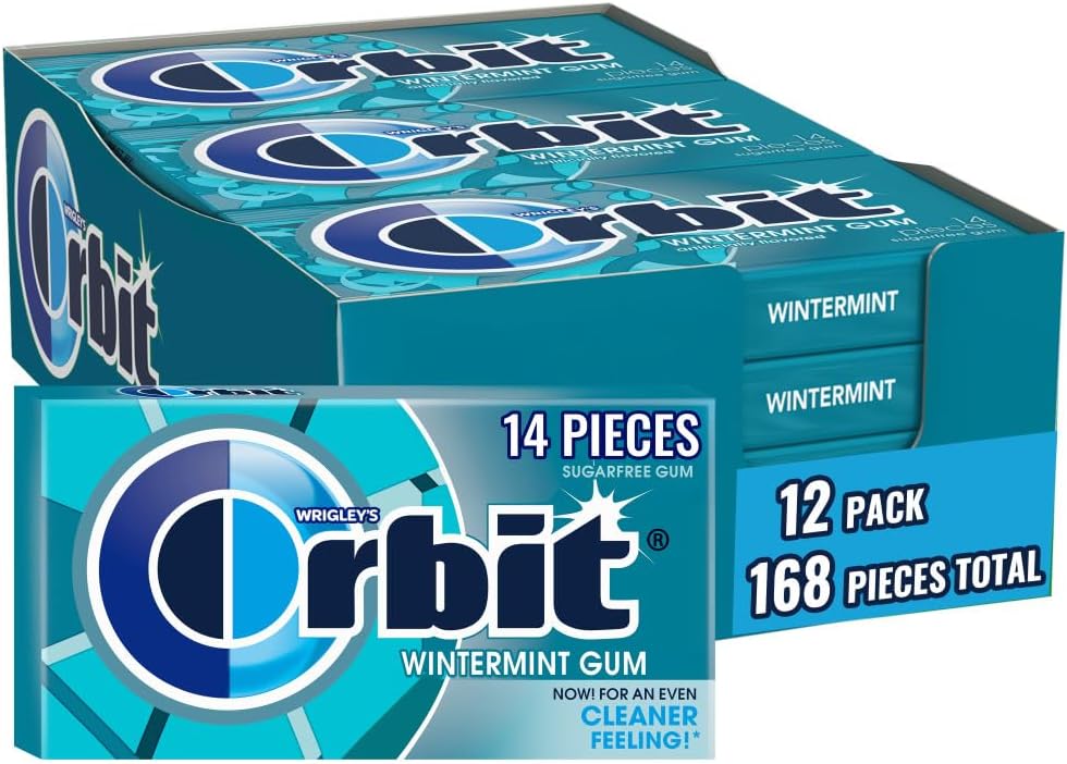 ORBIT Gum Wintermint Sugar-Free Chewing Gum, 12 Packs Bulk, 14 Pieces Each (168 Total)