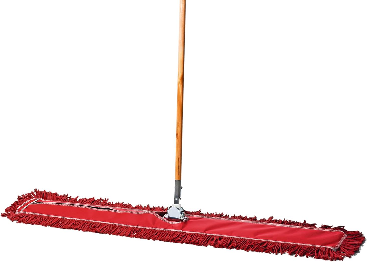 48 Inch Red Commercial Dust Mop & Floor Sweeper – Wood Handle Floor Mop for Tile, Hardwood & Concrete