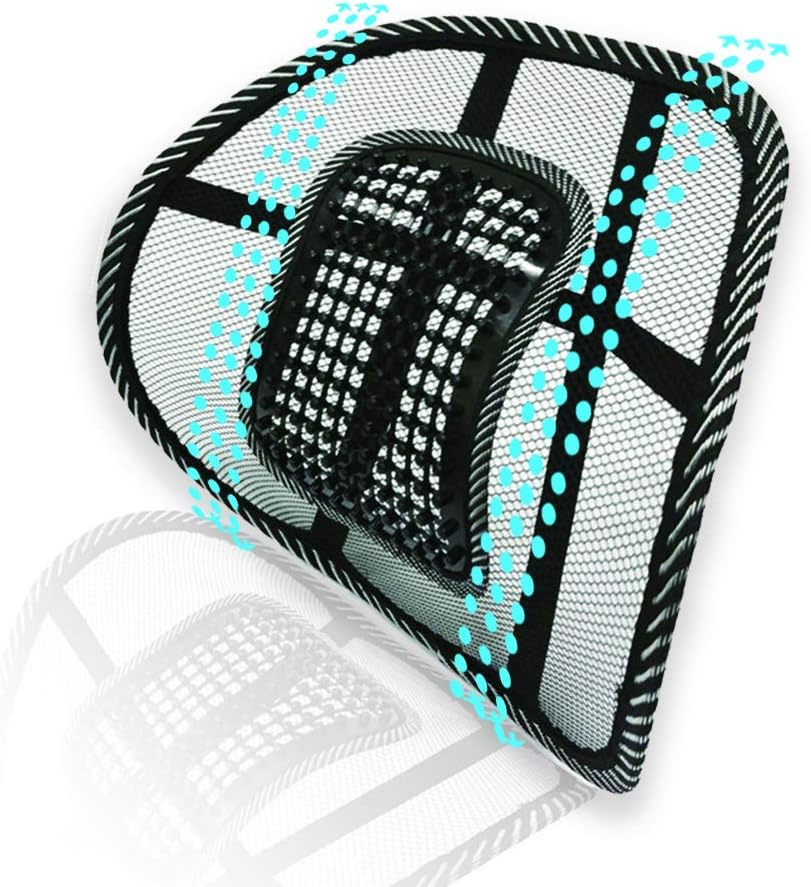 Big Ant Lumbar Support, Car Mesh Back Support with Massage Beads Ergonomic Designed for Comfort and Lower Back Pain Relief - Lumbar Back Support Cushion for Car Seat, Office Chair,Wheelchair