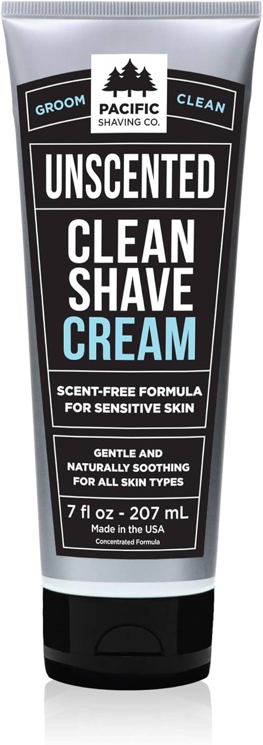 Pacific Shaving Company Clean Shaving Cream - Shea Butter + Vitamin E Shave Cream for Hydrated Sensitive Skin - Clean Formula for a Smooth, Anti-Redness + Irritation-Free Shave Cream (7 Oz)