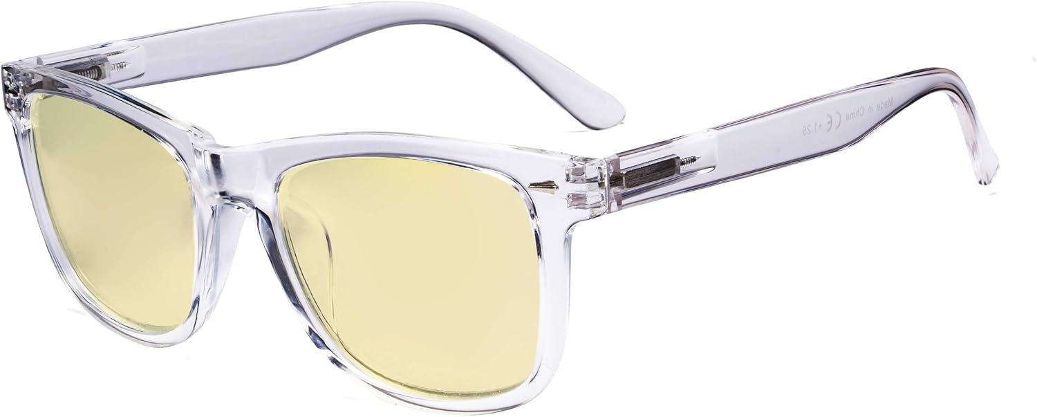 Eyekepper Blue Light Blocking Reading Glasses with Yellow Filter Lens - Square Large Lens Computer Readers