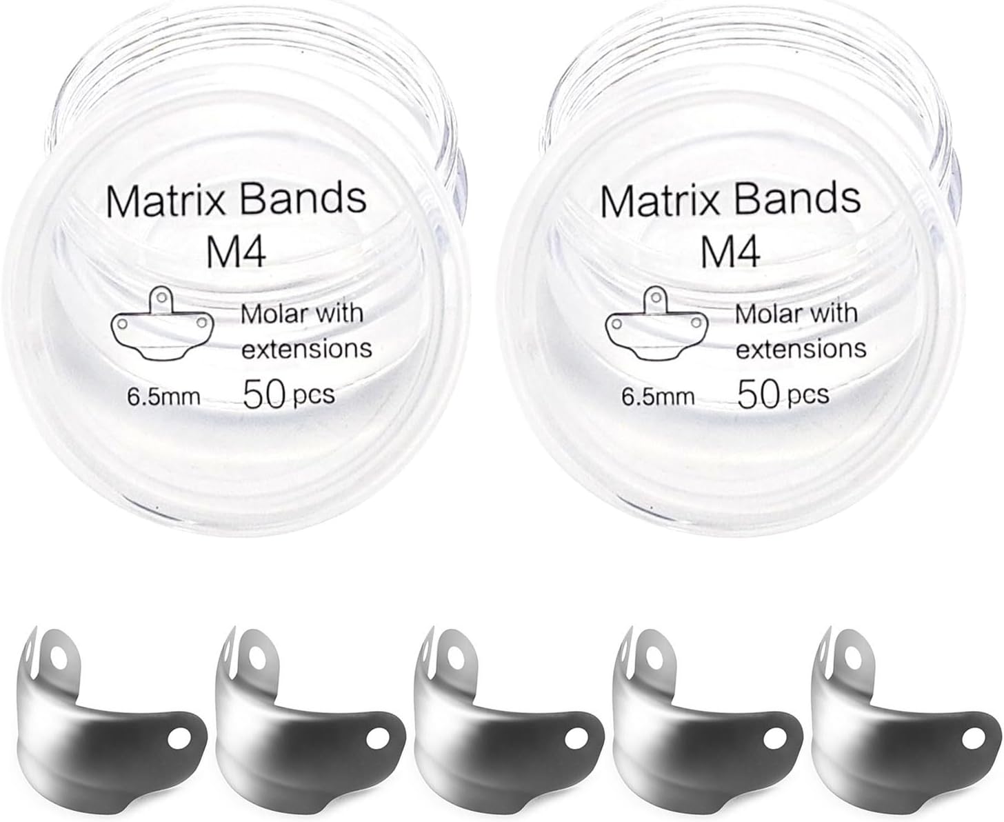 50PCS Dental Sectional Contoured Matrices Matrix Bands, M4 Dental Matrix Bands, Dental Matrix Bands for Dental Restorations (6.5mm, 2)