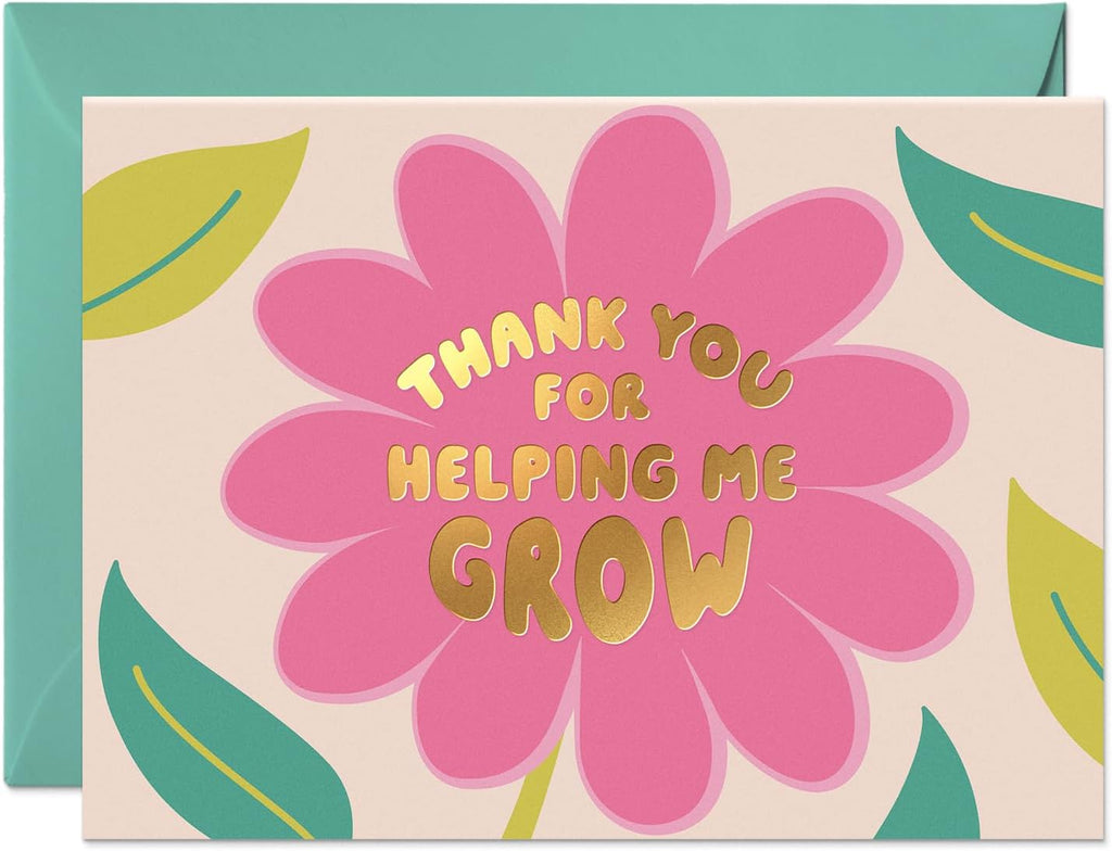 Sweetzer & Orange Teacher Thank You Card – Elegant 5”x7” Appreciation Card with Gold Foil, Sturdy Envelope & Sealing Sticker – Thick Cardstock with Pre-Written Message – Perfect for Teacher Gifts