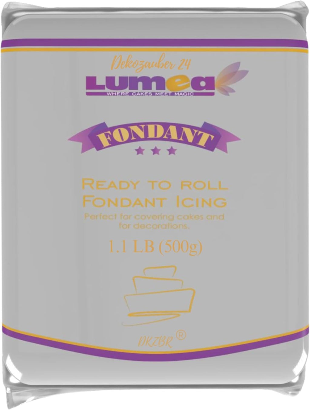 Dekozauber24 Fondant silver, 1.1 LB, for cakes and figurines, slight vanilla taste, fondant icing ready to roll