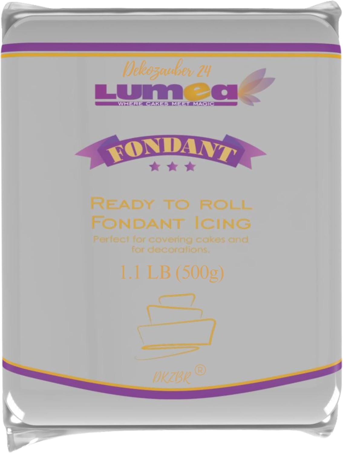 Dekozauber24 Fondant silver, 1.1 LB, for cakes and figurines, slight vanilla taste, fondant icing ready to roll