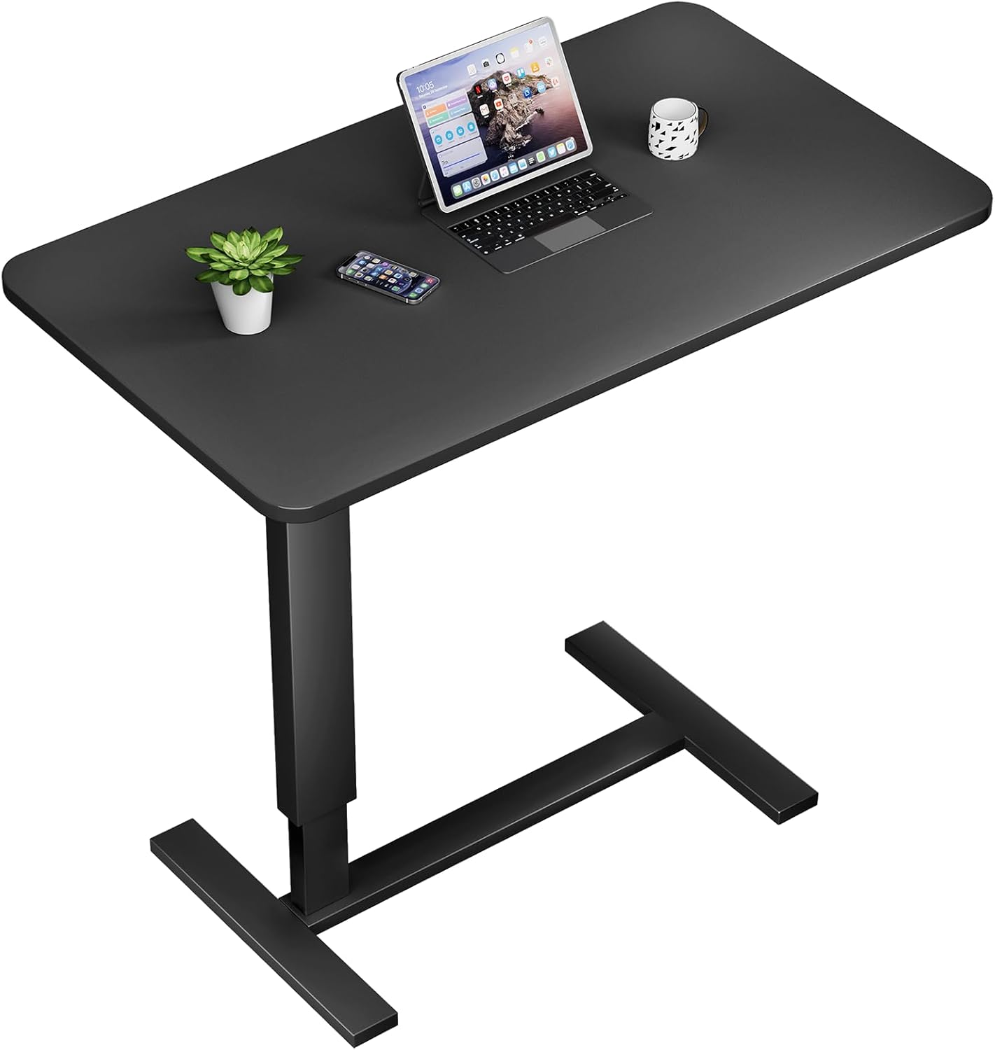 Overbed Bedside Table with Wheels, Adjustable Hospital Over Bed Table, Rolling Laptop Table, Medical Bed Side Table,Black
