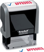 Trodat Printy 4912 2-Color Message Stamp - Self-Inking, Red and Blue Ink, Impression Size 3/4" x 1-7/8" (Approved)