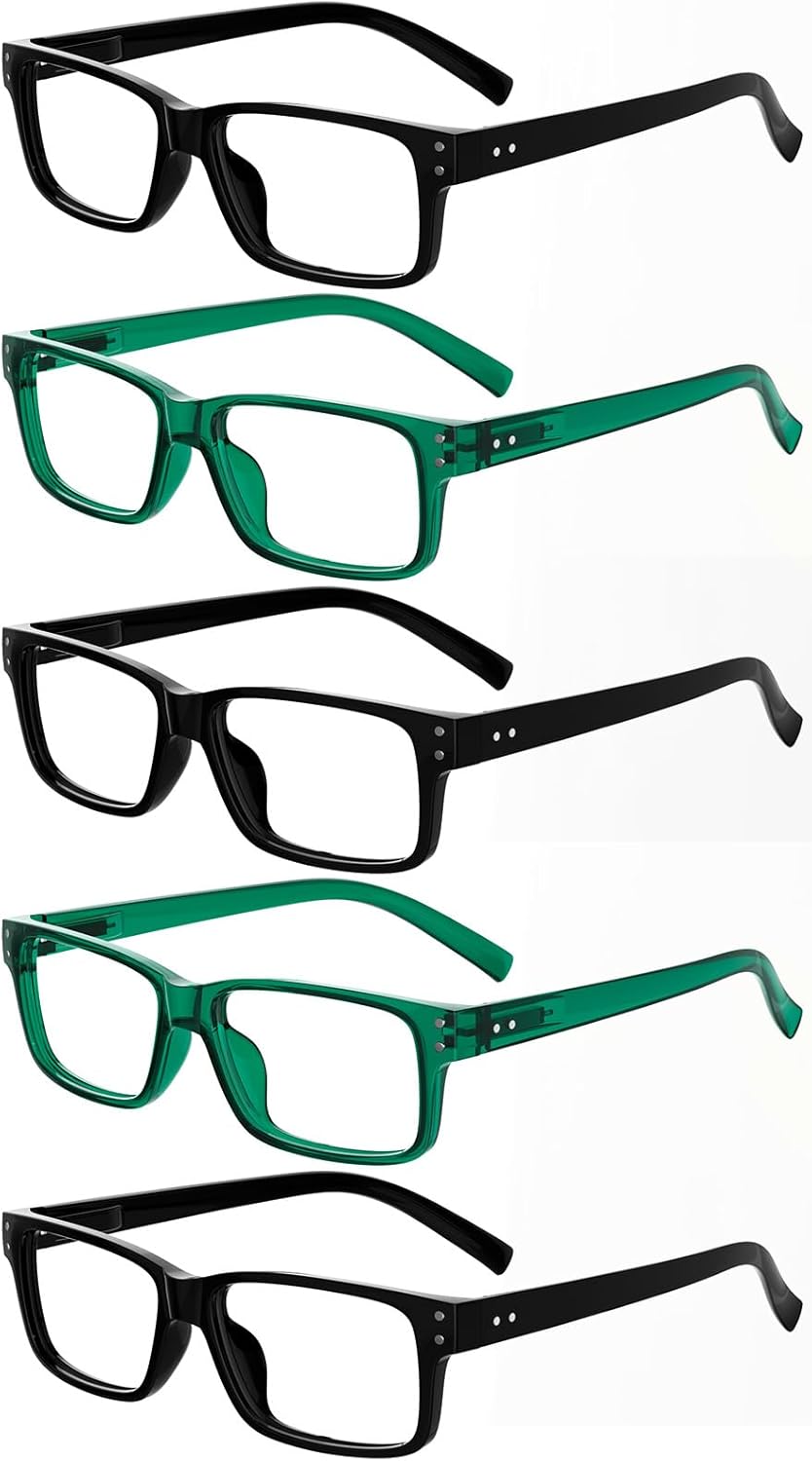 Eyekepper Vintage Reading Glasses for Men - 5 Pack Spring Hinges Classic Readers