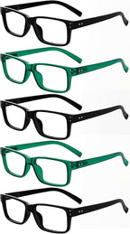 Eyekepper Vintage Reading Glasses for Men - 5 Pack Spring Hinges Classic Readers