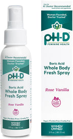 pH-D Feminine Health Support - Boric Acid Body Fresh Spray - Vegan, Paraben-Free, Plant Based - Rose Vanilla Scented - 3oz