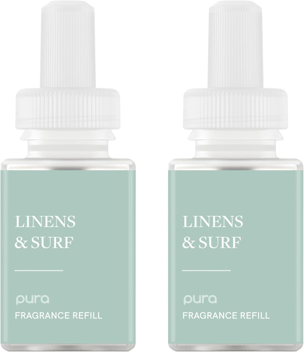 Pura Smart Home Scent Refill - Long-Lasting Premium Fragrance per Refill - Clean Diffuser Fragrance for Home, Office & Apartment - 2 Pack, Linens & Surf