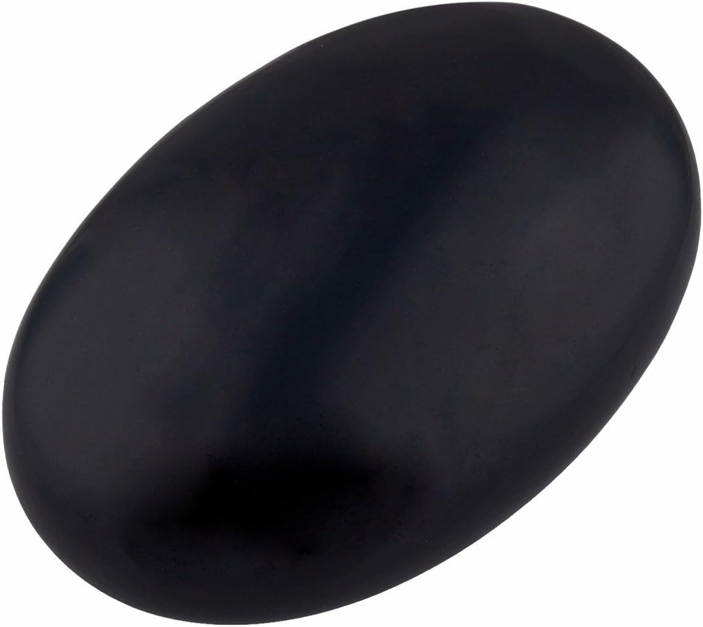 Rockcloud Oval Worry Stones,Palm Pocket Energy Stone,Healing Crystal with Velvet Bag,Black Obsidian