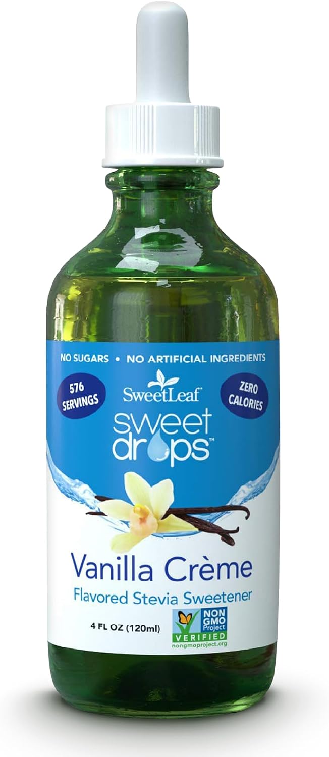 SweetLeaf Sweet Drops - Flavored Stevia Liquid Sweetener, Organic Stevia Extract, Zero Calorie, Keto Friendly, Non GMO, Natural Flavor, Sugar Alternative - Vanilla Creme, 4 Fl Oz (Pack of 1)