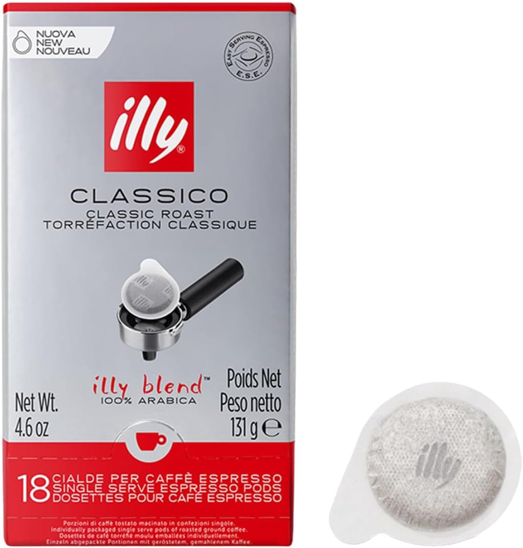 illy E.S.E. Coffee - Single-Serve Pods – Classico Medium Roast - Notes Of Chocolate & Caramel - For E.S.E Machines - Extraordinary Aroma & Body – 18 Count