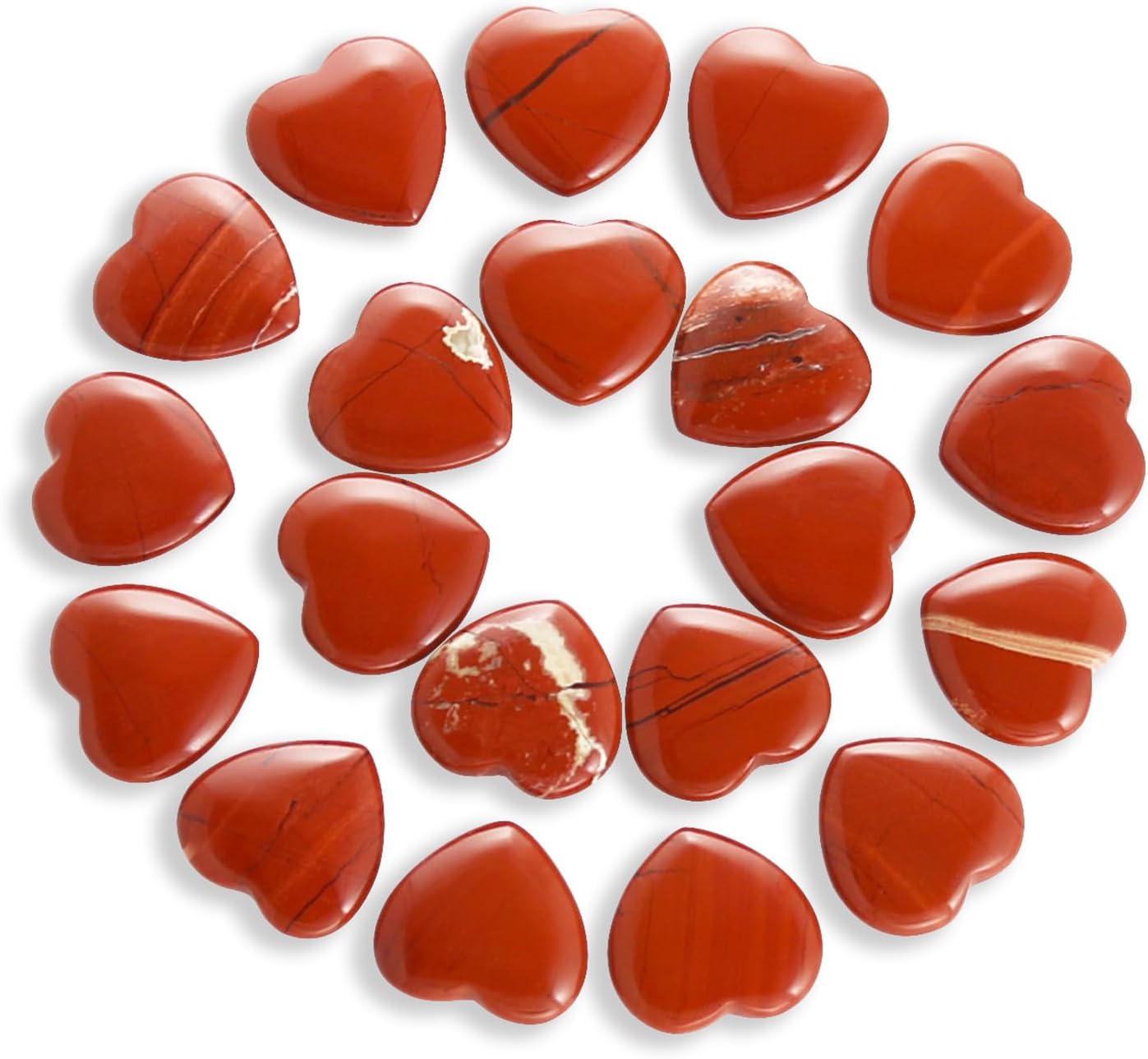 20 Packs of Tumbled Polished Natural Red Jasper Crystals Heart Stones, Crystals and Healing Stones Quartz Bulk for Wicca, Reiki, Healing Energy, Chakra Stones, Witchcraft Supplies