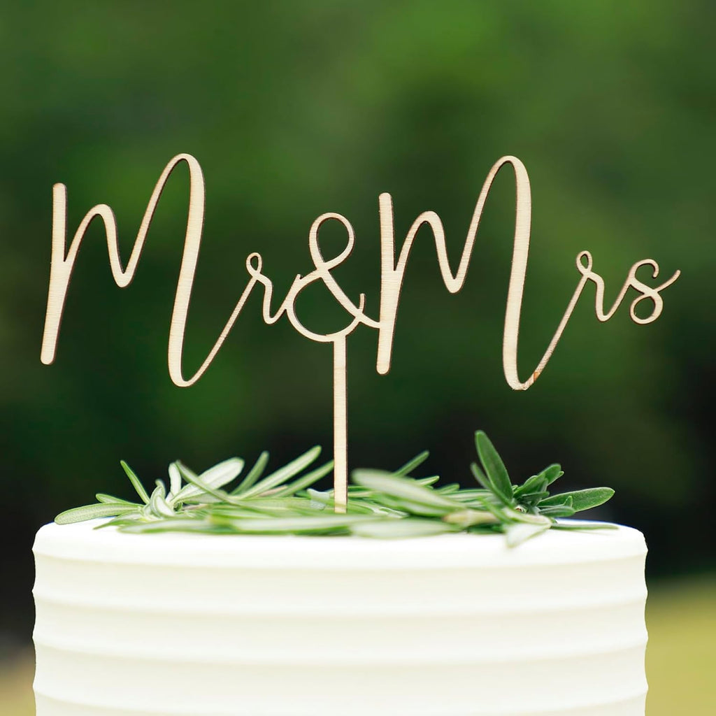 Mr & Mrs Wood Cake Topper, Bride and Groom Cake Topper Wedding Anniversary Bridal Shower, Engagement Party Decorations, Wedding Decoration, Perfect Keepsake(Design 01)