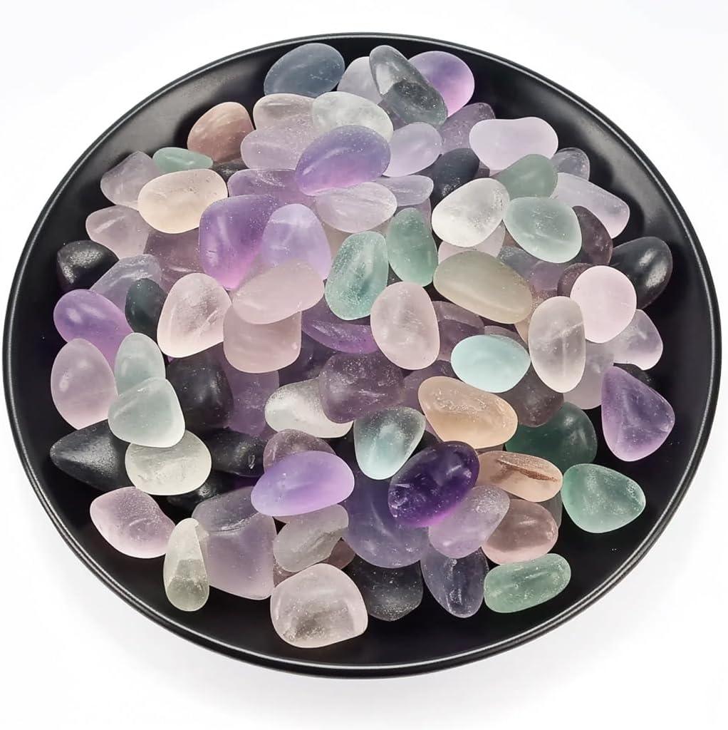 Polished Fluorite Crystal Set, 0.4'', 128 Pcs - Handpicked Natural Tumbled Stones and Crystals Bulk for Healing, Reiki, Meditation, Witchcraft and Home Decor