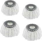 4 Premium Replacement Mop Heads Refills, Compatible for Hurricane Spin Magic Mop Head, fits 6.3‘’ Standard Replacement Round Spin Mop Heads Microfiber, Inner Hole 2.5'' Only - Machine Washable, White