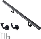 4FT Modern Aluminum Handrail Set, handrails for Indoor Stairs,Deck,Slope, Wall Mounted Staircase handrails, Zink Alloy Brackets Included,Rust Free. (Matte Black, 4 FT)