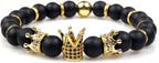 Imperial Crown Bead Bracelet King&Queen Luxury Charm Couple Jewelry Xmas Gift for Women Men