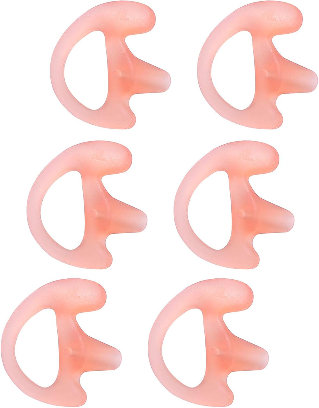 Commountain Soft Earmold for Walkie Talkie Acoustic Tube Earpiece, Silicone Ear Buds Compatible for Motorola Kenwood Baofeng Coil Tube Earpieces, 6-Pack, Pale Pink, Large Size for Right Ear