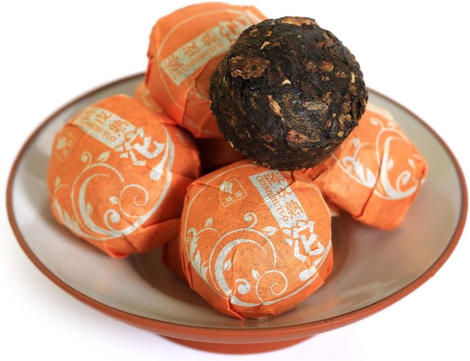 Puerh Tea Cake 20Pcs / 4.58oz 2015 Year Ripe Shu Puerh Tea Orange Peel Citrus Flavored - Chinese Yunnan Puer Pu'er Pu-erh Tea - Mini Tuocha