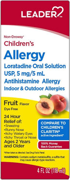 Leader Children's Allergy Loratadine Liquid, 4oz. Per Bottle