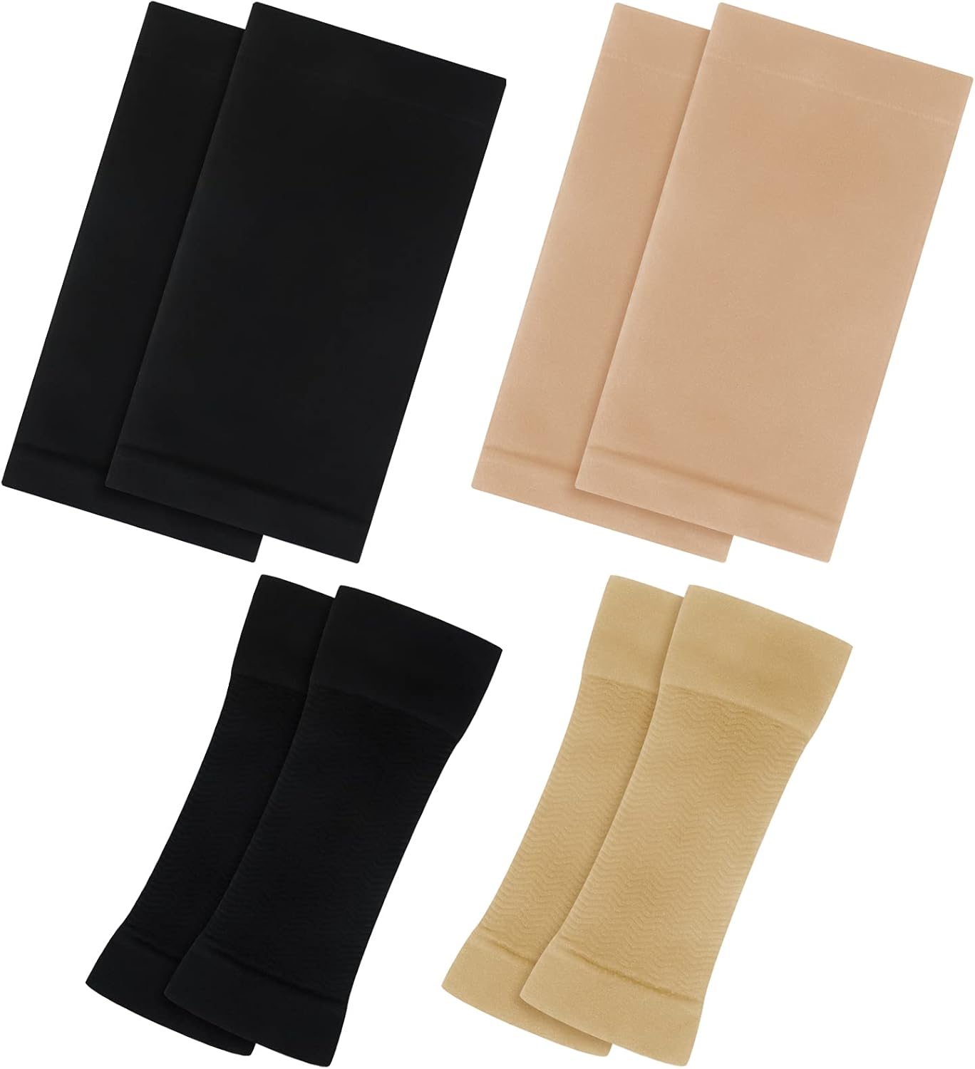 WILLBOND 4 Pairs Slimming Arm Shaper and Thigh Slimmers Set, Elastic Compression Arm Shapers Upper Arm Sleeve Slimming Thigh Sleeves Thigh Wraps Slim for Women