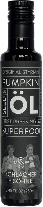 Schlacher & Söhne Styrian Pumpkin Seed Oil: 100% Pure, Cold Pressed, Non GMO, Gluten Free, Vegan, May Helps in Hair Growth, Made in Austria (8.4 FL OZ of 250 ml)