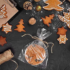 MoloTAR 200 Pcs 6 in x 8 in(1.4mil.) Clear Flat Cello Cellophane Treat Bags Good for Bakery, Cookies, Candies,Dessert with five random color Twist Ties!