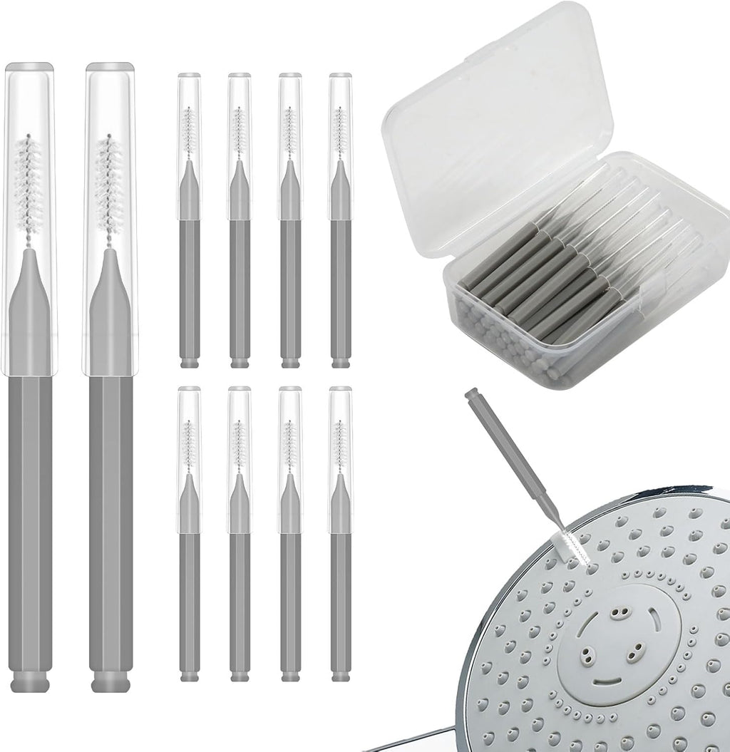 40pcs Shower Head Nozzle Cleaning Brushes, Tiny Brushes Multifunctional Mini Cleaning Tools for Small Hole Shower Head (Gray)