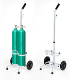 2 PCS Dual Oxygen Cylinder Cart, Lightweight Oxygen Tank Holder with Wheels, Portable D/E Rolling Oxygen Tank Cart with Adjustable Handle and Sturdy Powder-Coated Finish