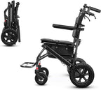 Nihhcune Foldable Wheelchair for Seniors, Ultra Lightweight Rolling Transport Chair with One-Hand Fold No Installation Portable Travel Wheelchair with Handbrake Seat Belt Storage Bag, 300lb Capacity