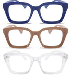 DXYXYO Reading Glasses for Women 2.5+ Oprah Style Blue Light Blocking Men Computer Readers Oversized Rectangle 3 Pack Retro Fashion Square