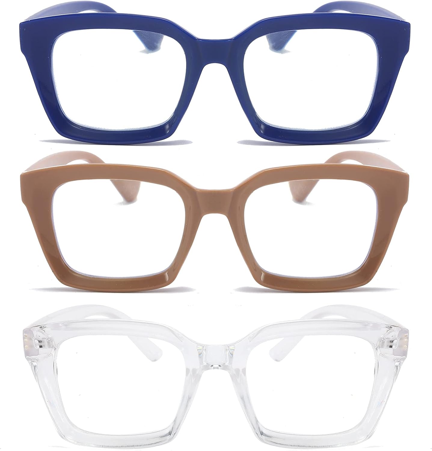 DXYXYO Reading Glasses for Women 2.5+ Oprah Style Blue Light Blocking Men Computer Readers Oversized Rectangle 3 Pack Retro Fashion Square
