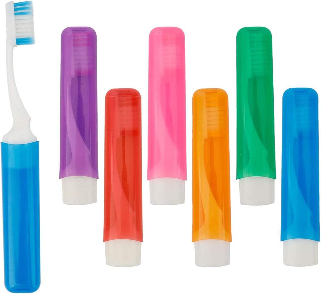 Travel Toothbrush 6PCS Travel Toothbrush Set Mini Toothbrushes Portable Travels Size Toothbrushes Folding Traveling Tooth Brush with Case Individually Wrapped Small Tooth Brush for Home Camping Hiking