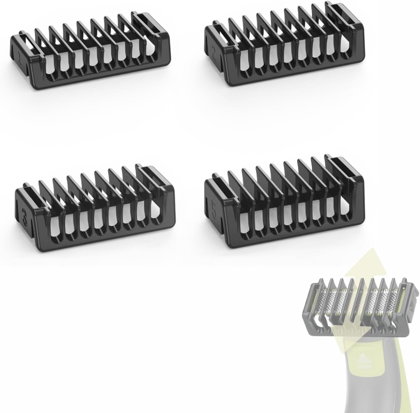 Double-Sided Guard Combs Compatible with O Blade QP2724 QP2520 QP2530 QP2620 QP2630 Pro 360 Series Facial Hair Clippers Beard Trimmer, 4 Combs of 1/2/3/5 mm Attachments Kit